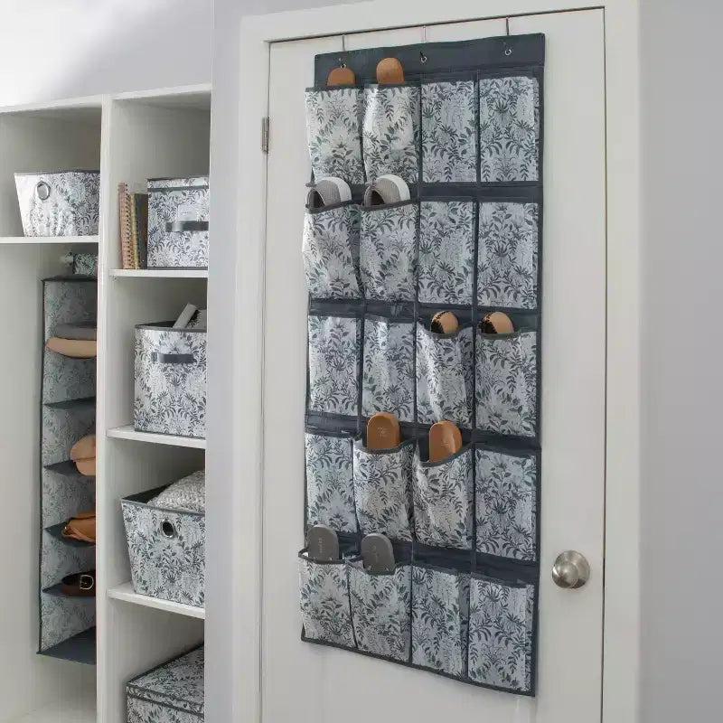 Nouvel Organisateur de Chaussures Suspendu Derrière la Porte à 20 Poches, Porte-Chaussures Multicolore, Contient 20 Paires