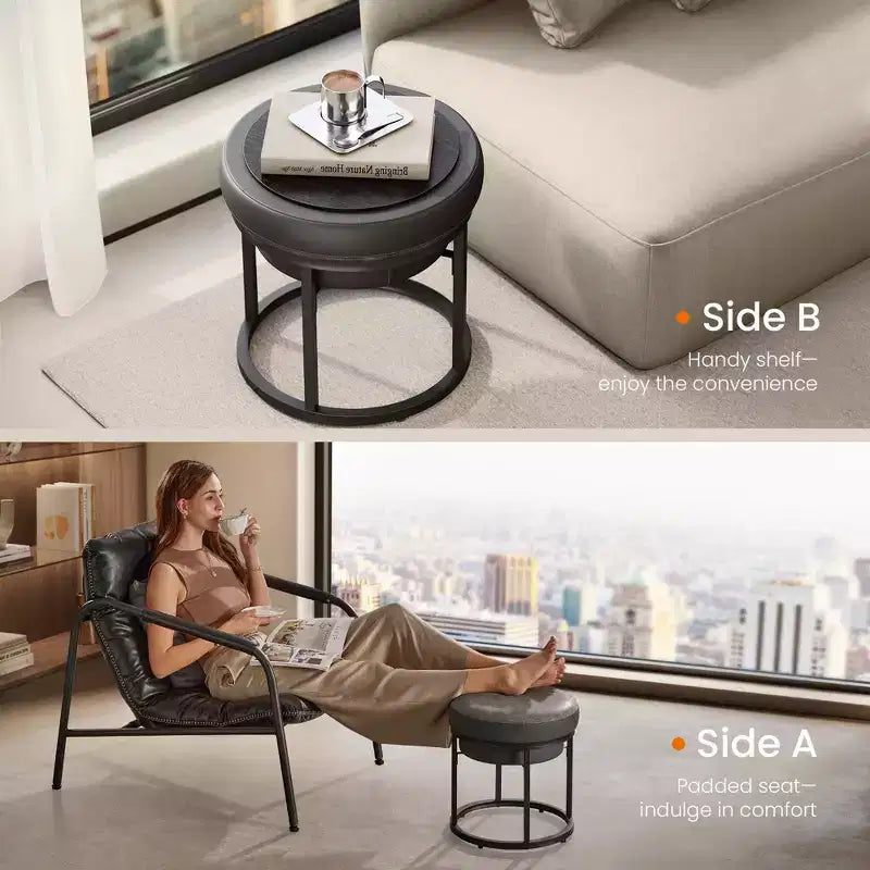 Banc ottoman, tabouret de coiffeuse, petit ottoman, table ottomane, repose-pieds, plateau réversible, charge 300 kg