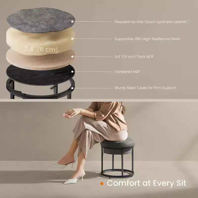 Banc ottoman, tabouret de coiffeuse, petit ottoman, table ottomane, repose-pieds, plateau réversible, charge 300 kg