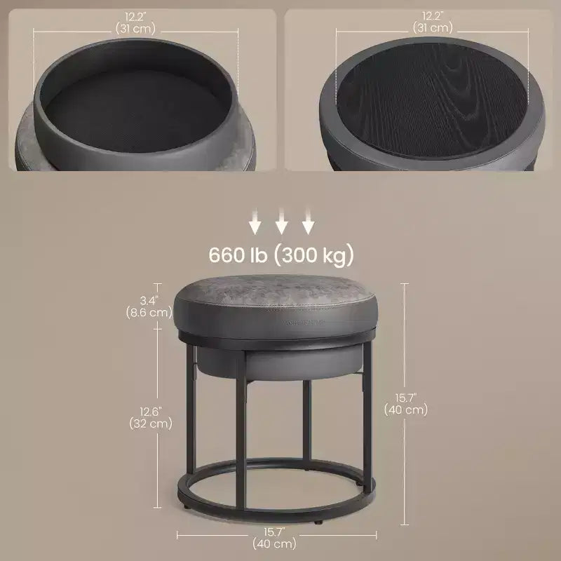 Banc ottoman, tabouret de coiffeuse, petit ottoman, table ottomane, repose-pieds, plateau réversible, charge 300 kg