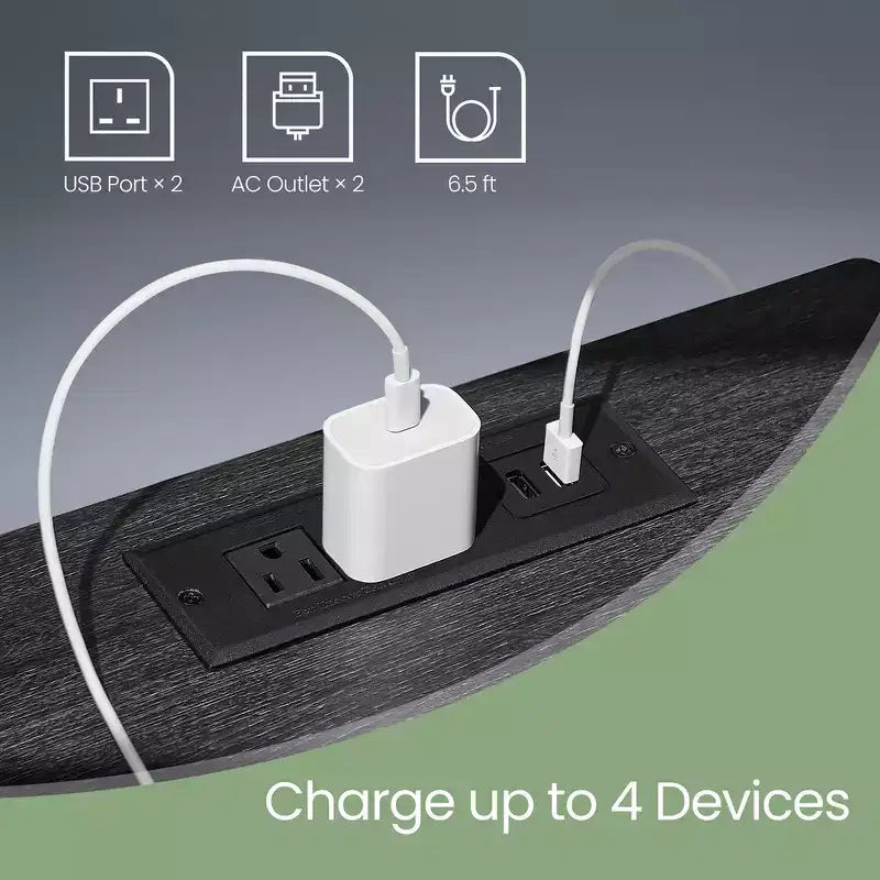 Table de chevet avec station de recharge, Table de chevet avec tiroir, Table d'appoint moderne avec lumières LED réglables