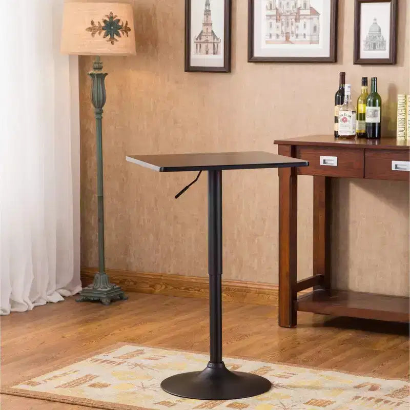 Table de bar noire à hauteur réglable avec pied en métal