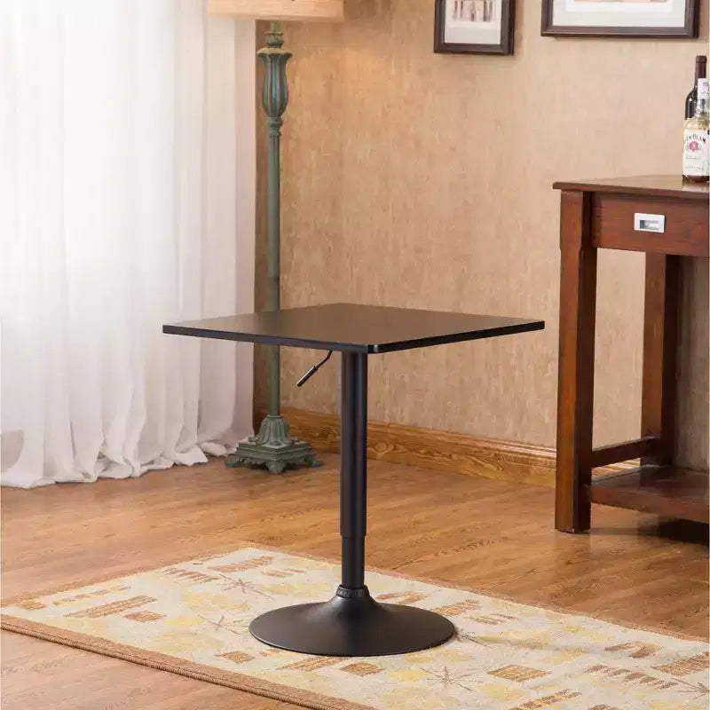 Table de bar noire à hauteur réglable avec pied en métal