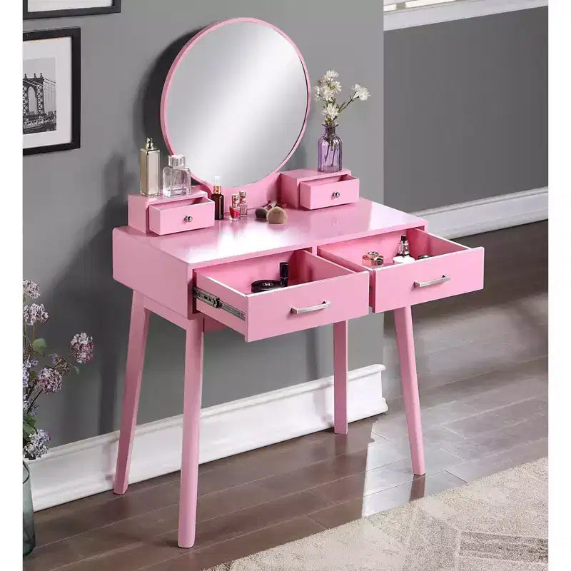 Ensemble contemporain meuble-lavabo et tabouret, rose