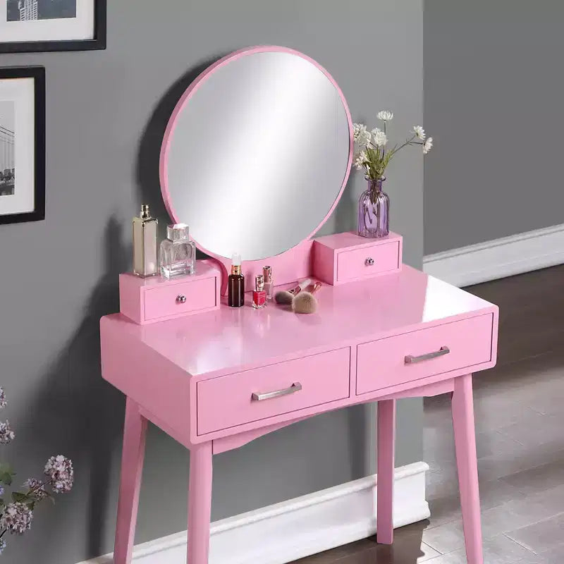 Ensemble contemporain meuble-lavabo et tabouret, rose