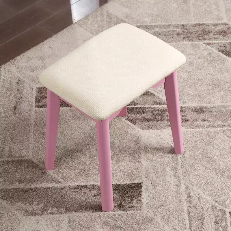 Ensemble contemporain meuble-lavabo et tabouret, rose
