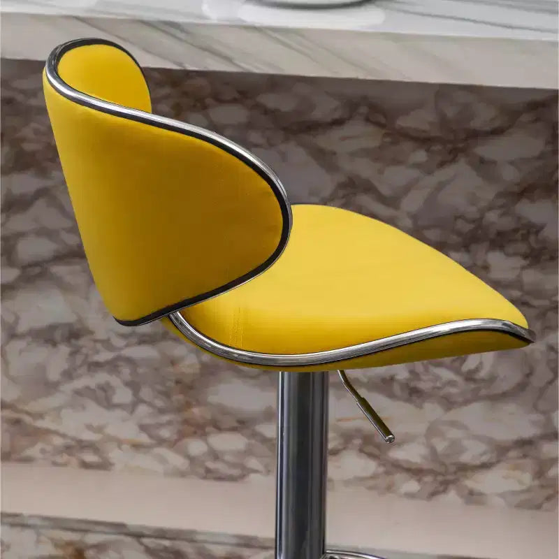 Tabouret de bar pivotant et réglable en hauteur, en velours, jaune