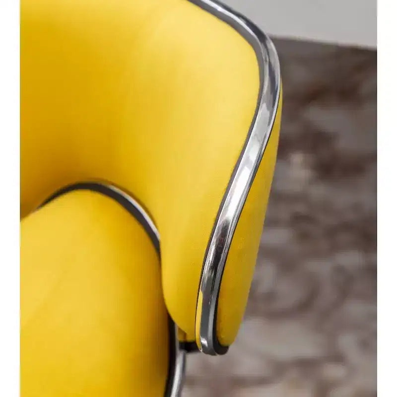 Tabouret de bar pivotant et réglable en hauteur, en velours, jaune
