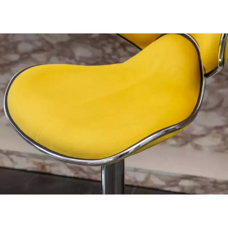 Tabouret de bar pivotant et réglable en hauteur, en velours, jaune