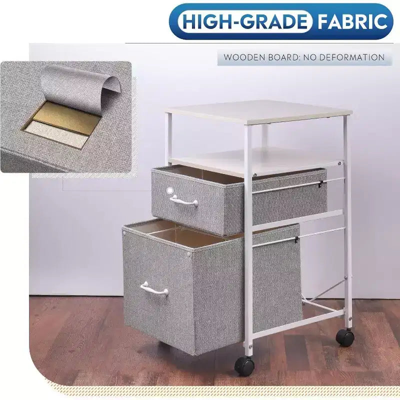 Meuble de classement mobile, support d'imprimante roulant avec étagère de rangement ouverte, meuble de classement vertical en tissu adapté aux documents A4 ou Letter pour le bureau à domicile