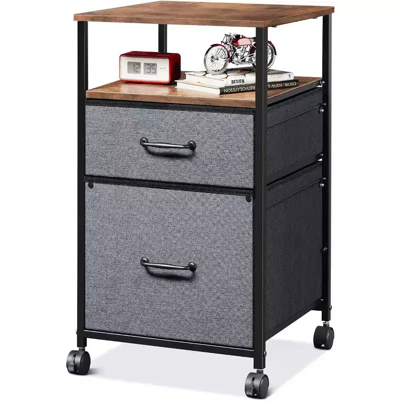Meuble de classement mobile, support d'imprimante roulant avec étagère de rangement ouverte, meuble de classement vertical en tissu adapté aux documents A4 ou Letter pour le bureau à domicile