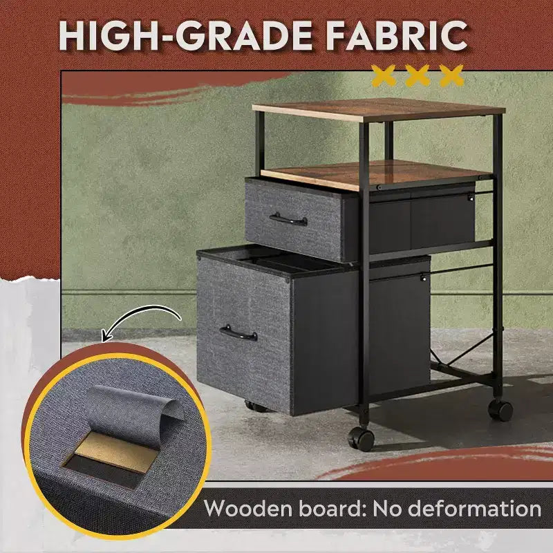 Meuble de classement mobile, support d'imprimante roulant avec étagère de rangement ouverte, meuble de classement vertical en tissu adapté aux documents A4 ou Letter pour le bureau à domicile