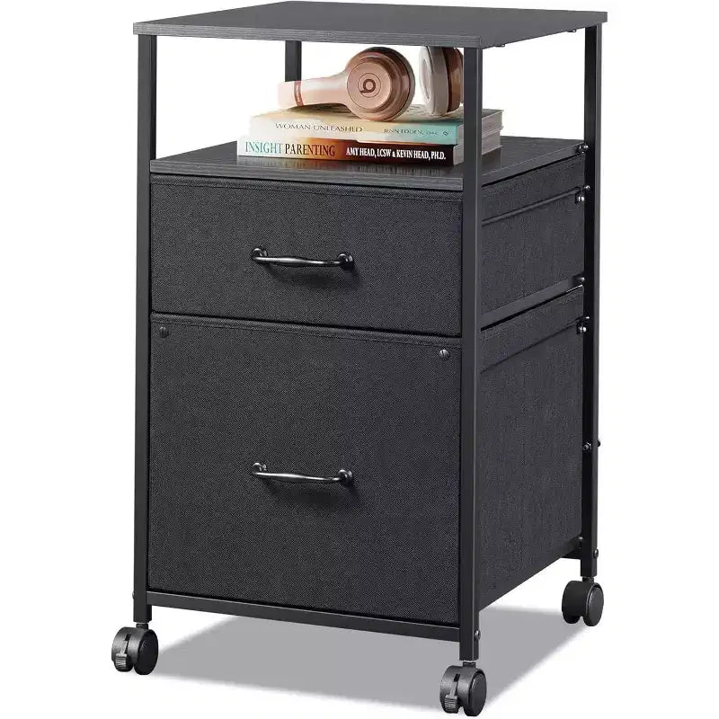 Meuble de classement mobile, support d'imprimante roulant avec étagère de rangement ouverte, meuble de classement vertical en tissu adapté aux documents A4 ou Letter pour le bureau à domicile