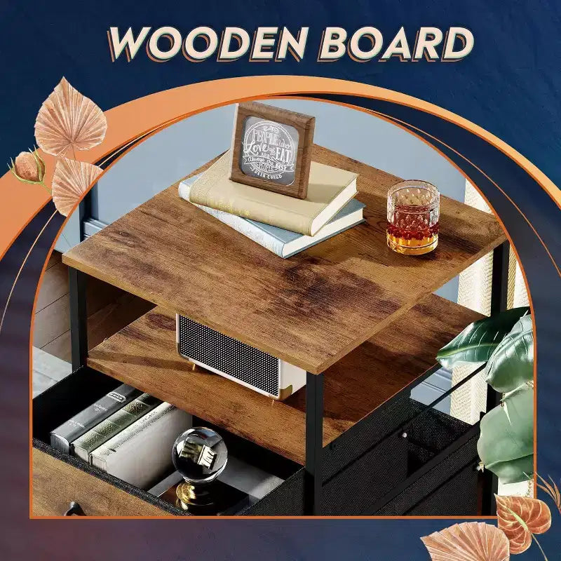 Meuble de classement mobile, support d'imprimante roulant avec étagère de rangement ouverte, meuble de classement vertical en tissu adapté aux documents A4 ou Letter pour le bureau à domicile