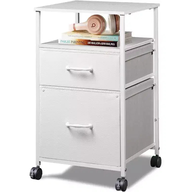 Meuble de classement mobile, support d'imprimante roulant avec étagère de rangement ouverte, meuble de classement vertical en tissu adapté aux documents A4 ou Letter pour le bureau à domicile