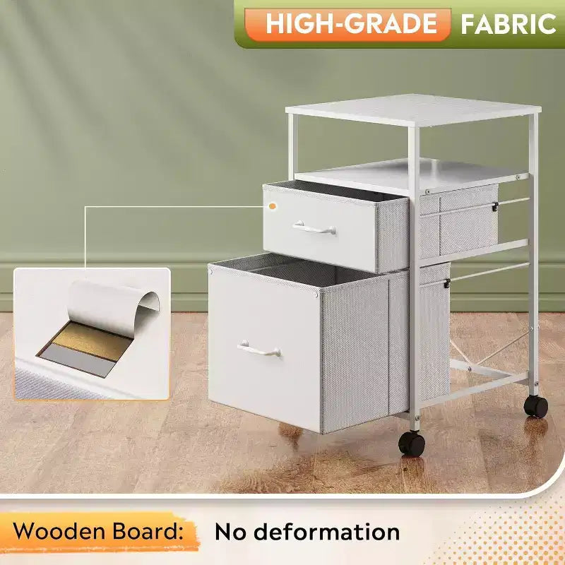 Meuble de classement mobile, support d'imprimante roulant avec étagère de rangement ouverte, meuble de classement vertical en tissu adapté aux documents A4 ou Letter pour le bureau à domicile