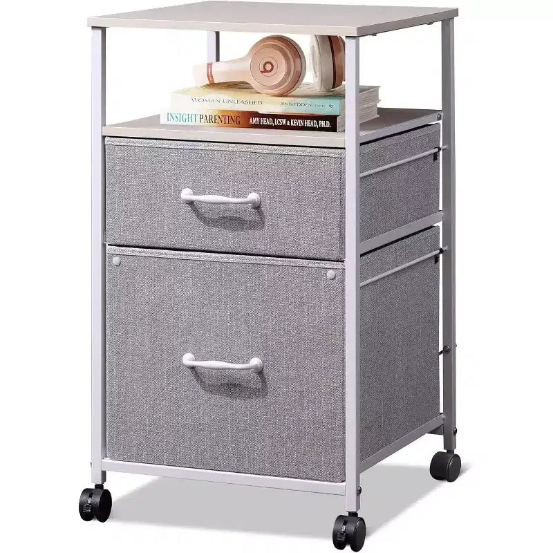 Meuble de classement mobile, support d'imprimante roulant avec étagère de rangement ouverte, meuble de classement vertical en tissu adapté aux documents A4 ou Letter pour le bureau à domicile