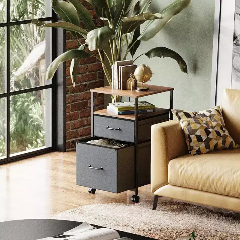 Meuble de classement mobile, support d'imprimante roulant avec étagère de rangement ouverte, meuble de classement vertical en tissu adapté aux documents A4 ou Letter pour le bureau à domicile
