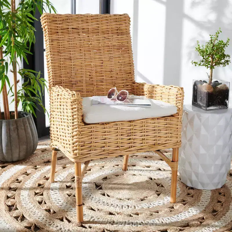 Fauteuil d'appoint Nancy Rattan avec coussin - ACH6518