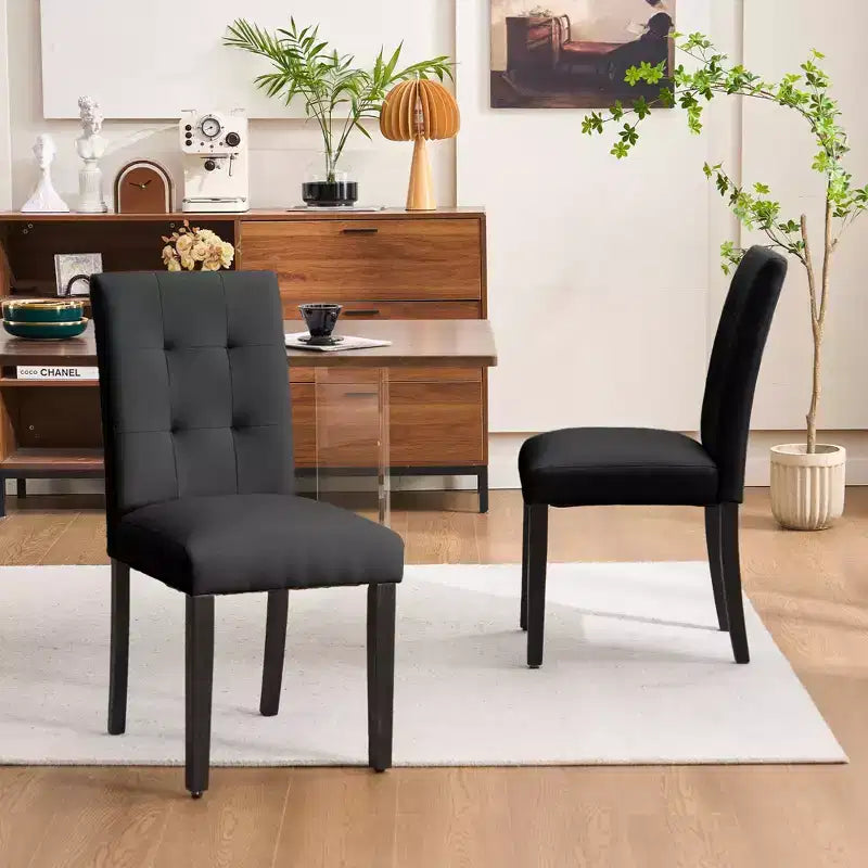 Lot de 2 chaises de salle à manger capitonnées en similicuir