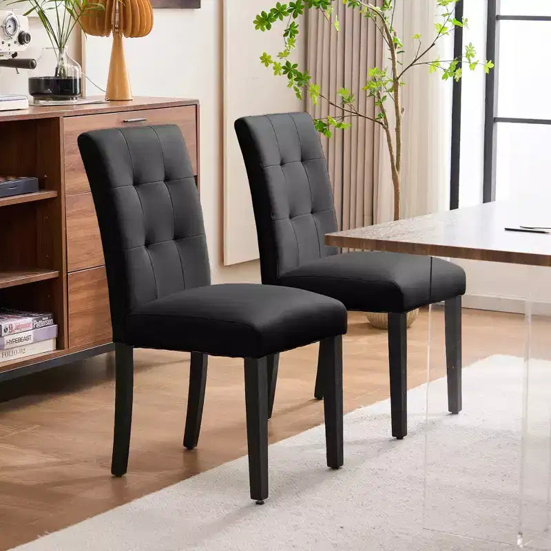 Lot de 2 chaises de salle à manger capitonnées en similicuir