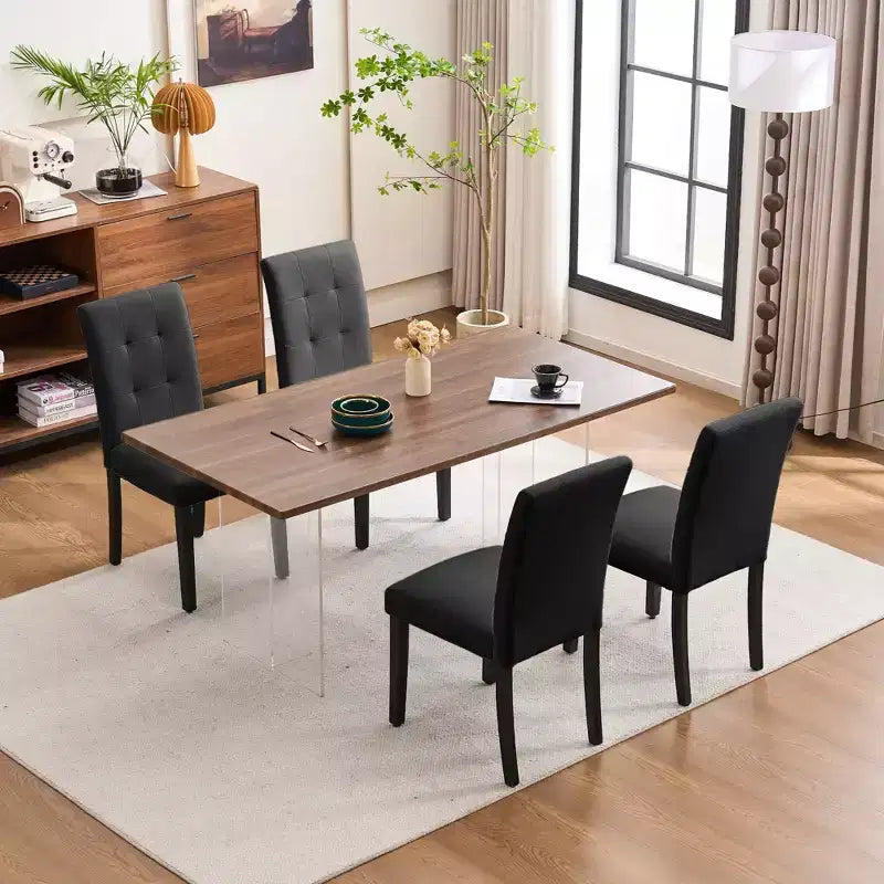 Lot de 2 chaises de salle à manger capitonnées en similicuir