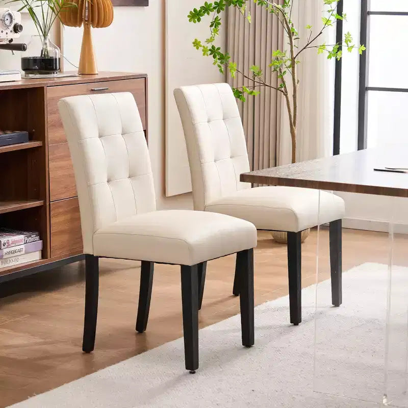 Lot de 2 chaises de salle à manger capitonnées en similicuir