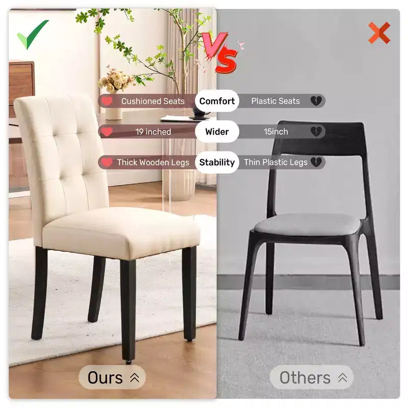 Lot de 2 chaises de salle à manger capitonnées en similicuir