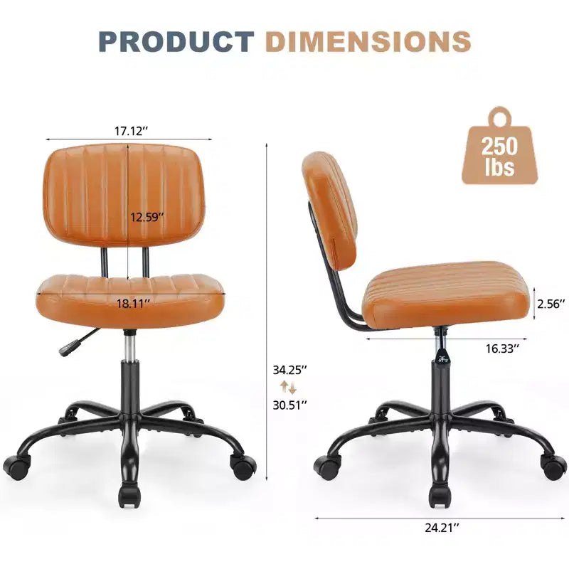 Chaise de bureau sans accoudoirs ergonomique en cuir synthétique