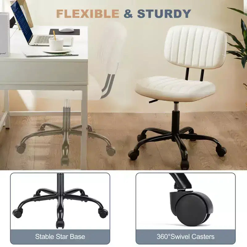 Chaise de bureau sans accoudoirs ergonomique en cuir synthétique