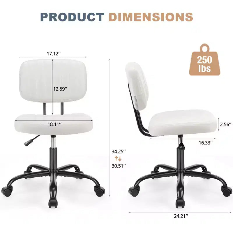 Chaise de bureau sans accoudoirs ergonomique en cuir synthétique