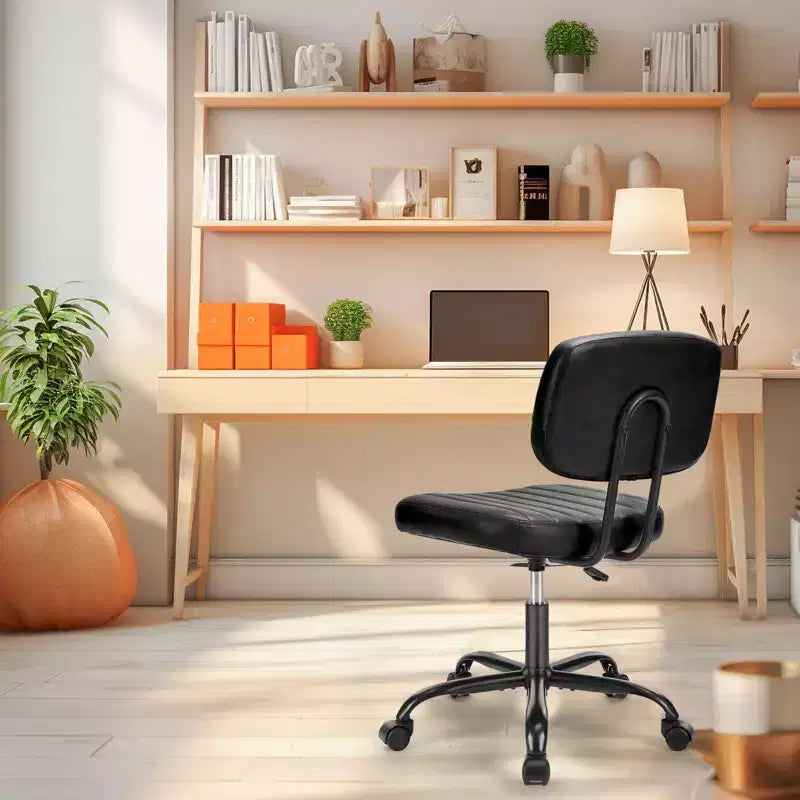 Chaise de bureau sans accoudoirs ergonomique en cuir synthétique