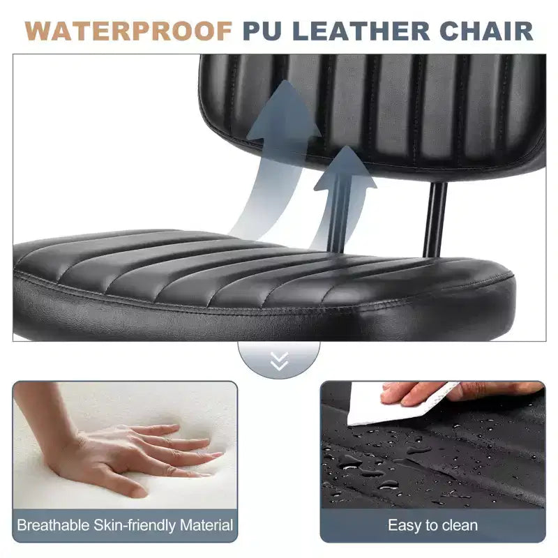 Chaise de bureau sans accoudoirs ergonomique en cuir synthétique