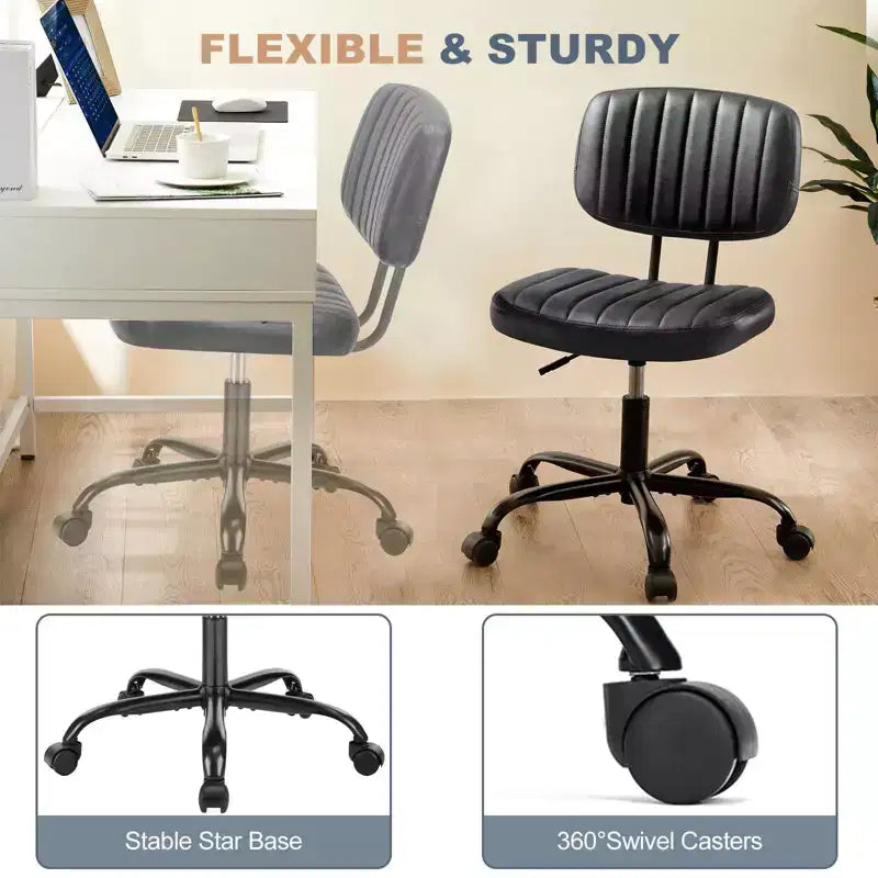 Chaise de bureau sans accoudoirs ergonomique en cuir synthétique