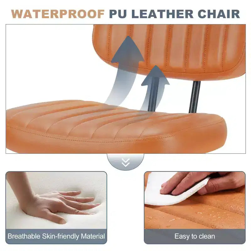 Chaise de bureau sans accoudoirs ergonomique en cuir synthétique