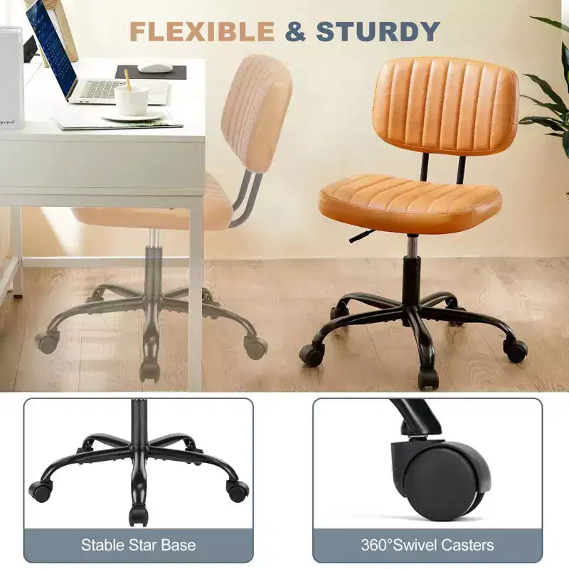 Chaise de bureau sans accoudoirs ergonomique en cuir synthétique