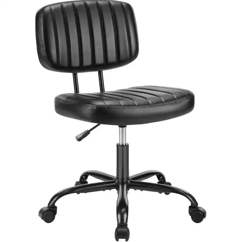 JIONJOY PU Leather Small Ergonomic Armless Computer Office Chair