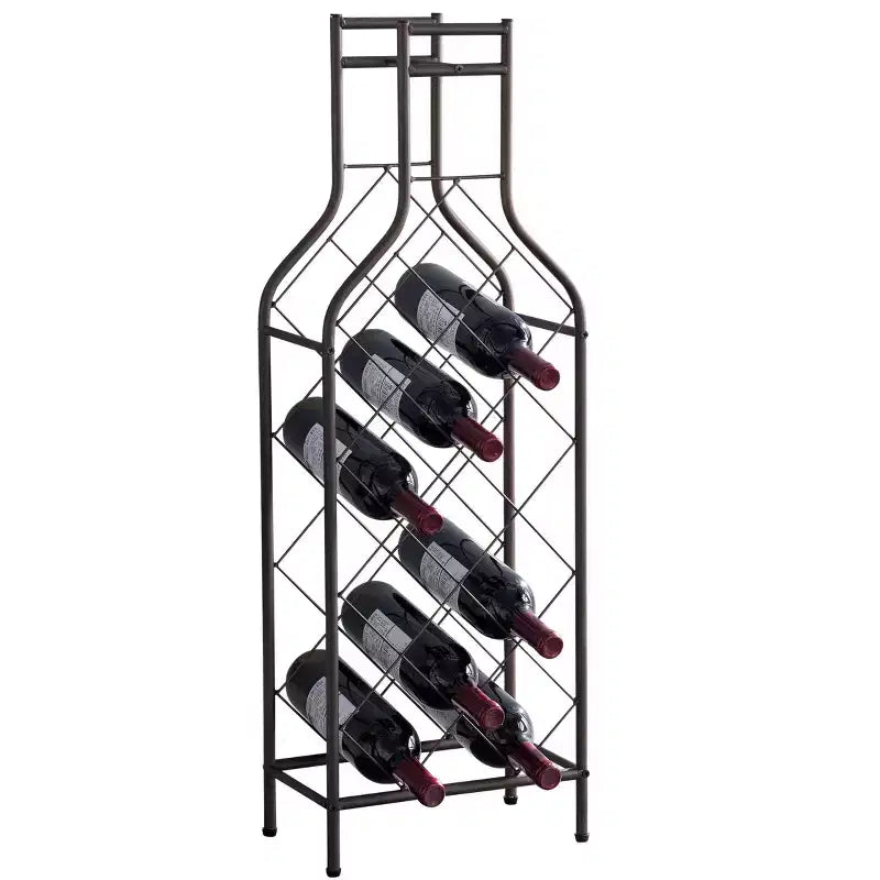 12 bouteilles Autonome Sol Métal Casier à vin Porte-bouteilles Supports pour la maison avec support de bar en forme de bouteille pour les alcools, étain