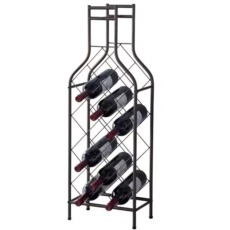 12 bouteilles Autonome Sol Métal Casier à vin Porte-bouteilles Supports pour la maison avec support de bar en forme de bouteille pour les alcools, étain