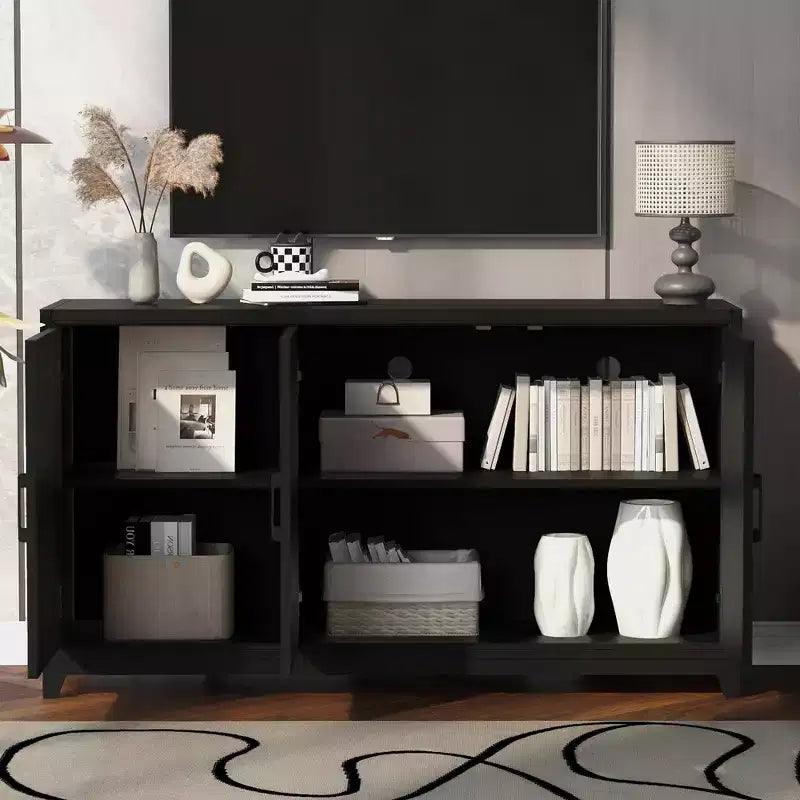 59W Modern TV Stand TV Console Cabinet Entertainment Center with Spacious Storage Space and Adjustable Shelves for TVs Up to 65