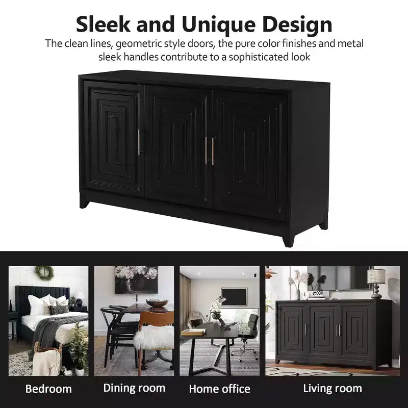 Meuble TV moderne 59W, console de divertissement avec grand espace de rangement et étagères réglables pour téléviseurs jusqu'à 65 pouces