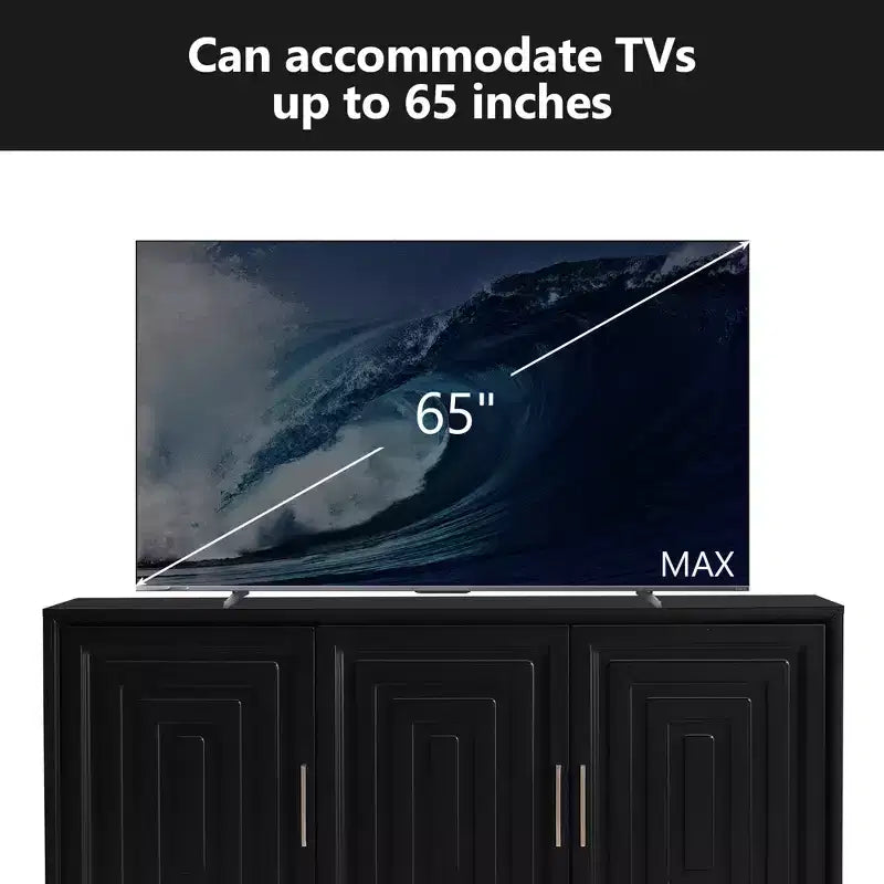 Meuble TV moderne 59W, console de divertissement avec grand espace de rangement et étagères réglables pour téléviseurs jusqu'à 65 pouces