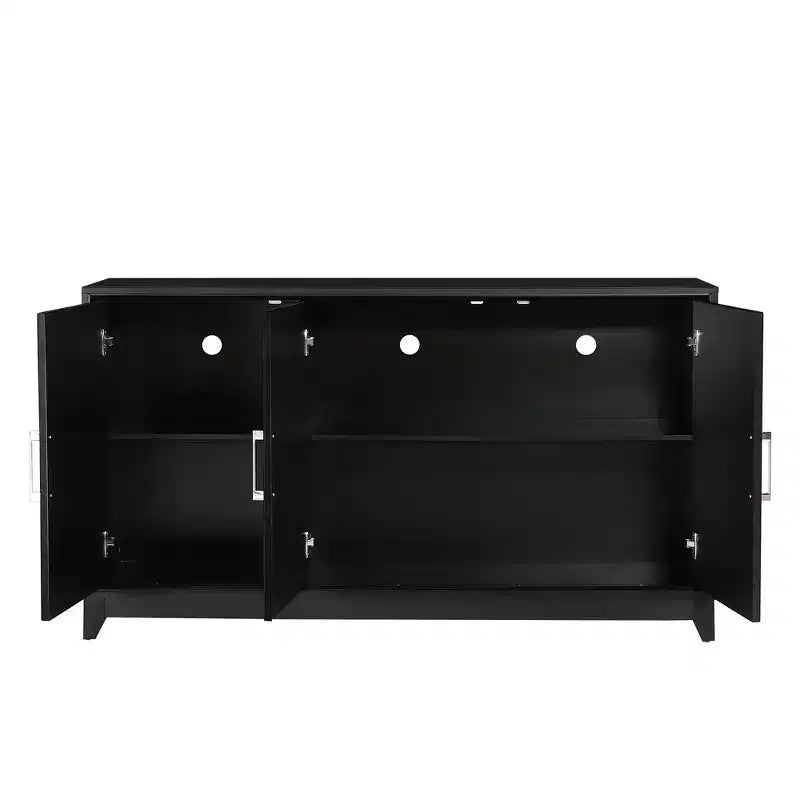 Meuble TV moderne 59W, console de divertissement avec grand espace de rangement et étagères réglables pour téléviseurs jusqu'à 65 pouces