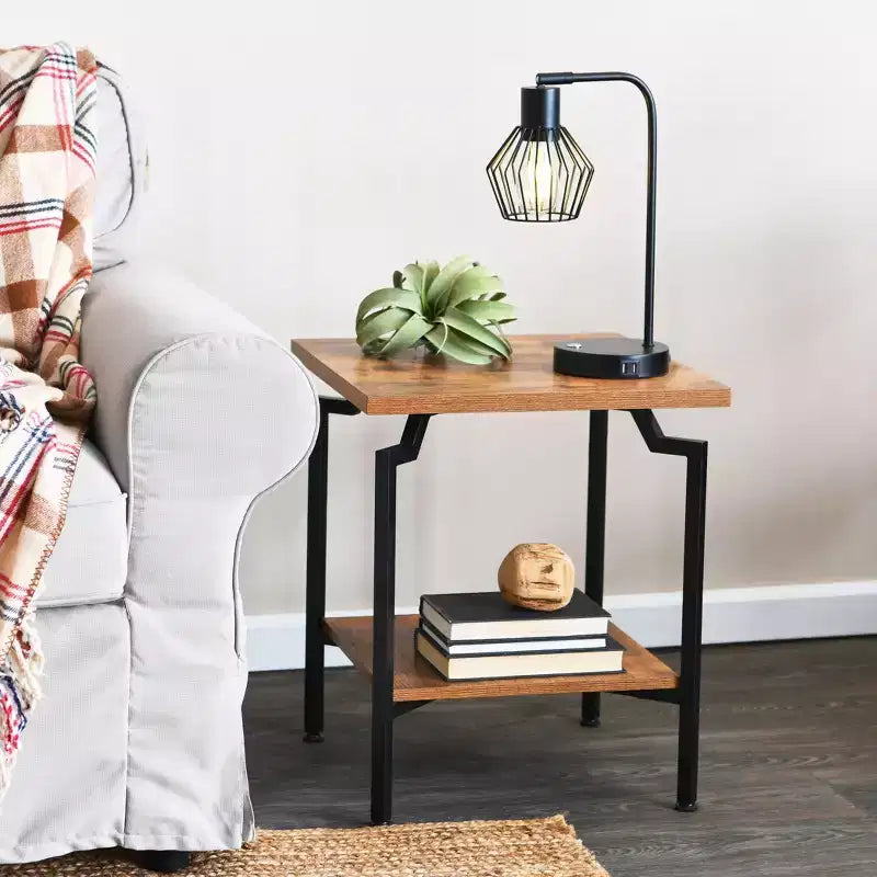 Table d'appoint Crown Square avec étagère de rangement