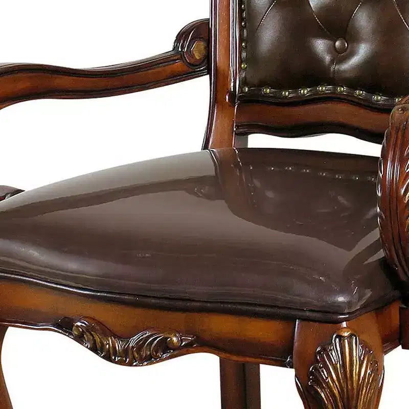 Fauteuil d'appoint 21" en PU chêne cerisier : Revêtement en cuir, cadre en bois, aucun assemblage requis