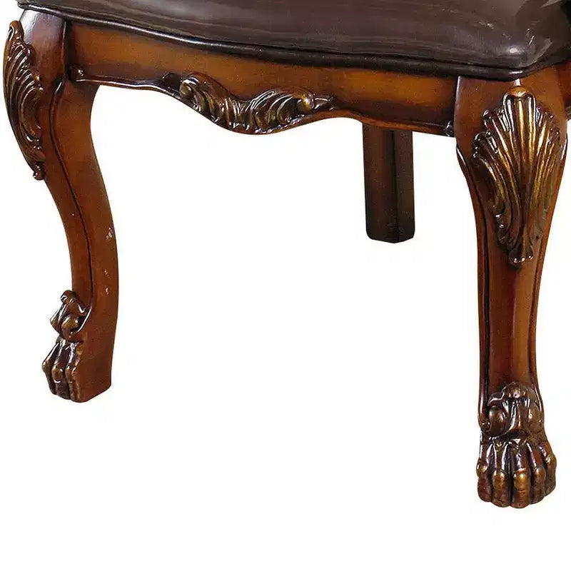 Fauteuil d'appoint 21" en PU chêne cerisier : Revêtement en cuir, cadre en bois, aucun assemblage requis