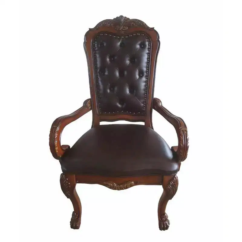 Fauteuil d'appoint 21" en PU chêne cerisier : Revêtement en cuir, cadre en bois, aucun assemblage requis