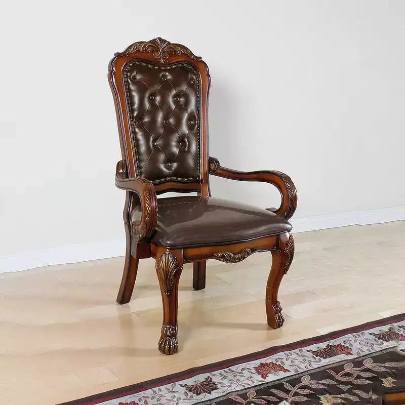 Fauteuil d'appoint 21" en PU chêne cerisier : Revêtement en cuir, cadre en bois, aucun assemblage requis