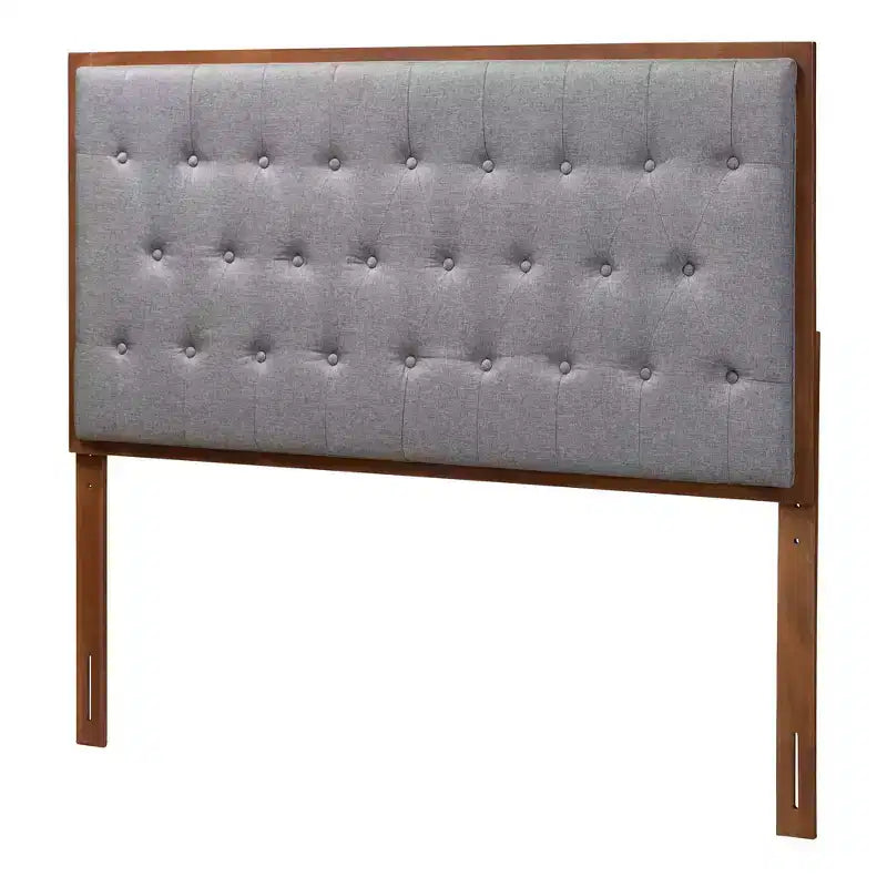 Tête de lit en tissu et bois Gris/Noyer