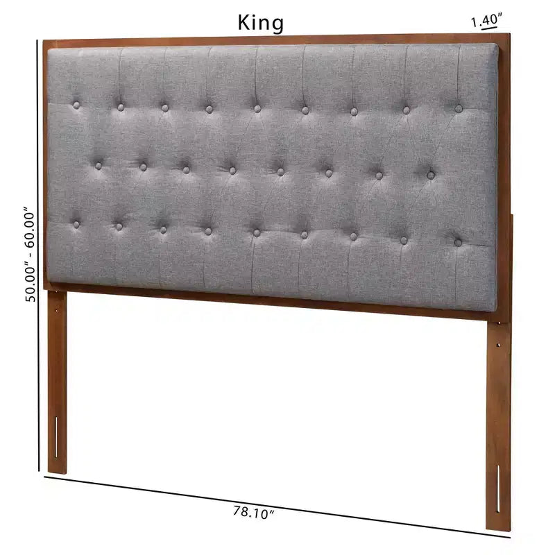 Tête de lit en tissu et bois Gris/Noyer
